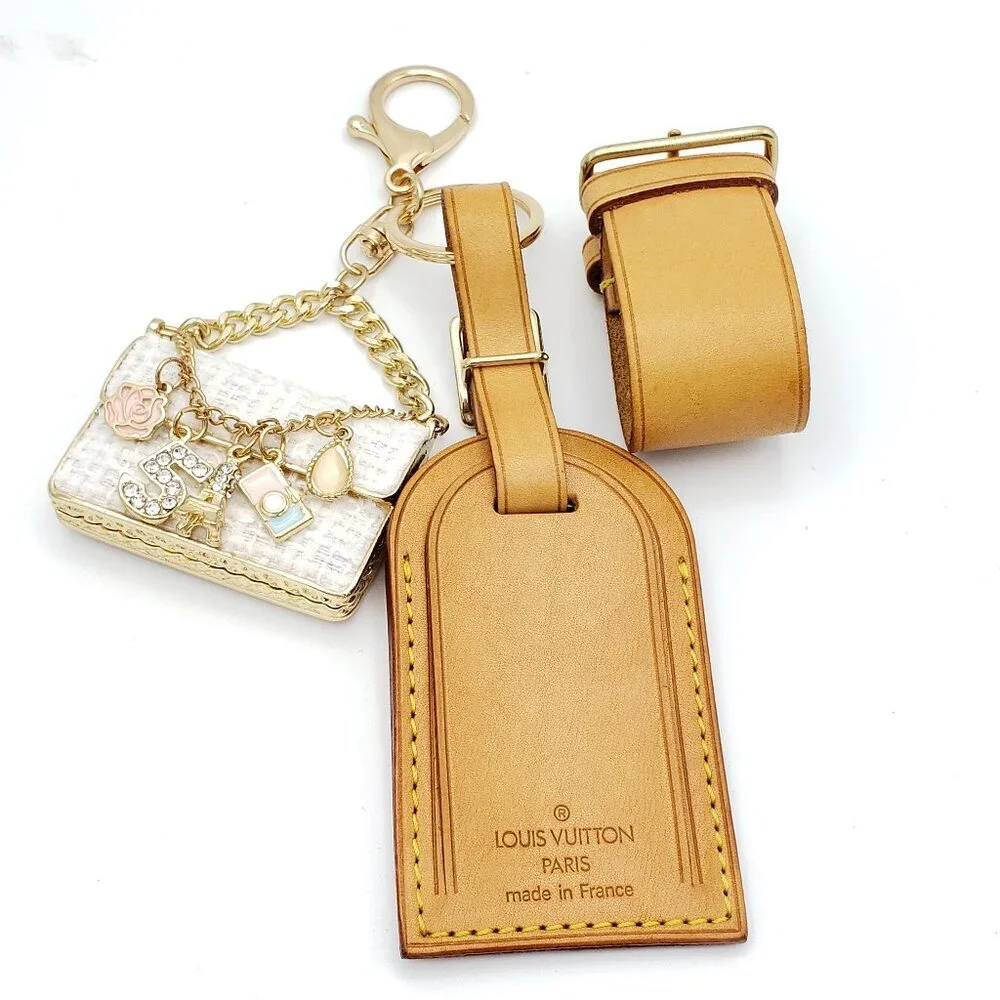Authentic Louis Vuitton Luggage tag with Unbranded Keycharm